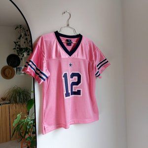 Pink Dallas Cowboys Football Jersey, Number 12, Women's Large